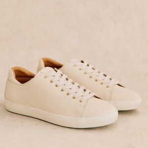 Sezane Jack Trainers Ecru Size 37/6.5. Leather Portugese made sneakers.